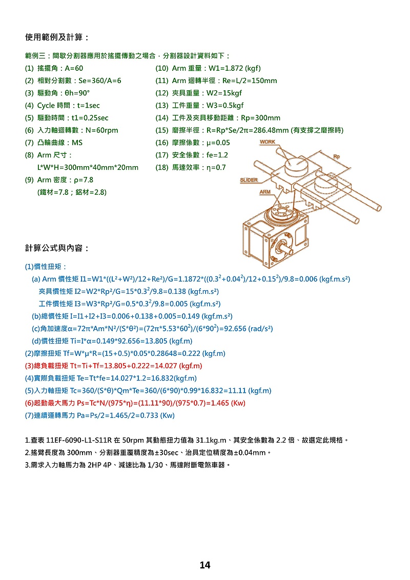 升降搖擺型分割器選型計算