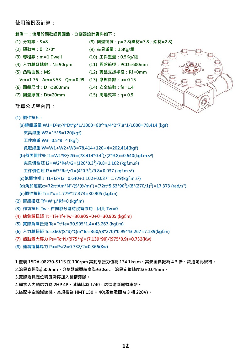 常規(guī)凸輪分割器的選型計算